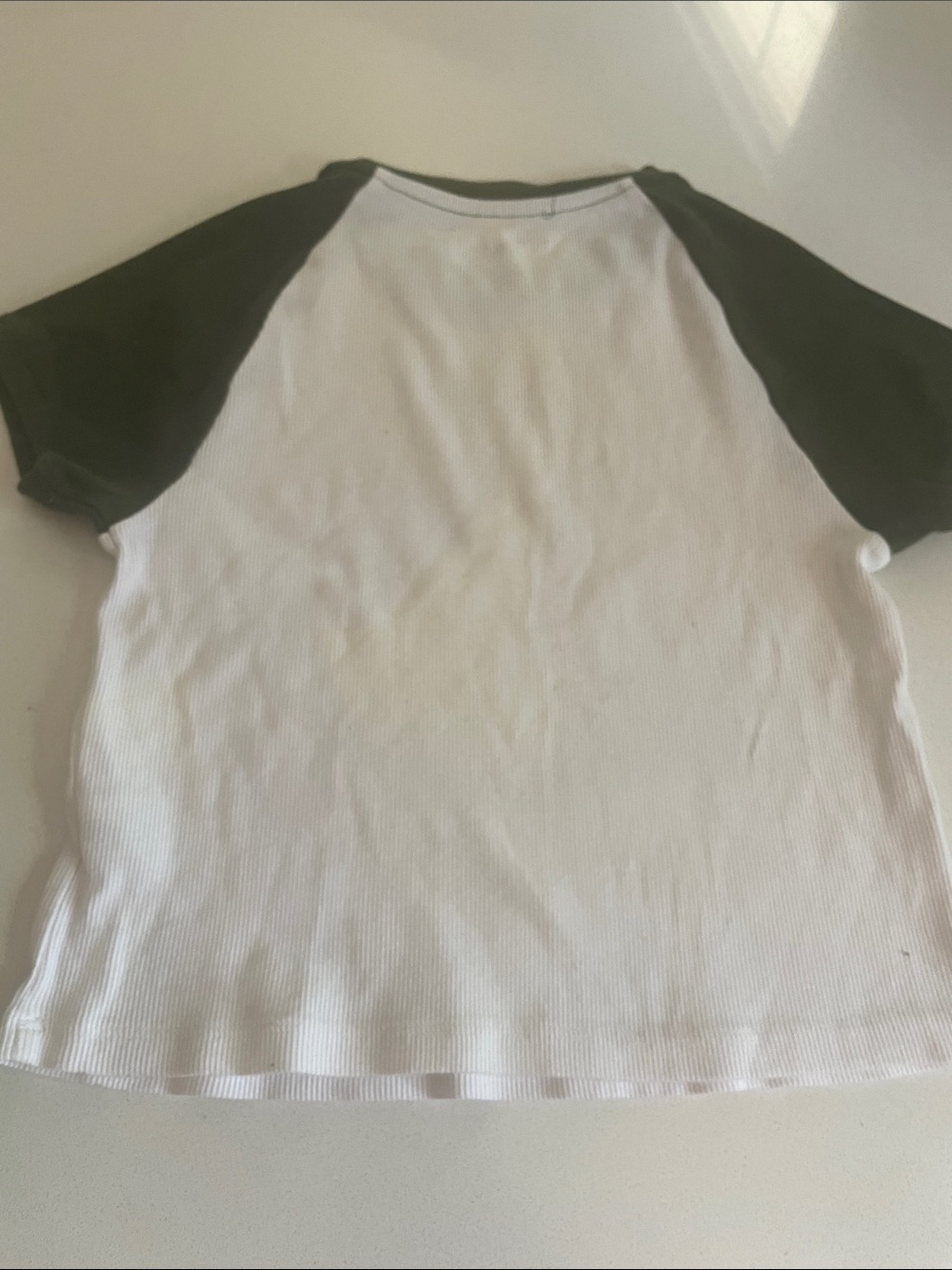 Aerie bundle Green Ribbed Button-Front Crop Tank Top and Raglan Ribbed Crop Top - Picture 7 of 7